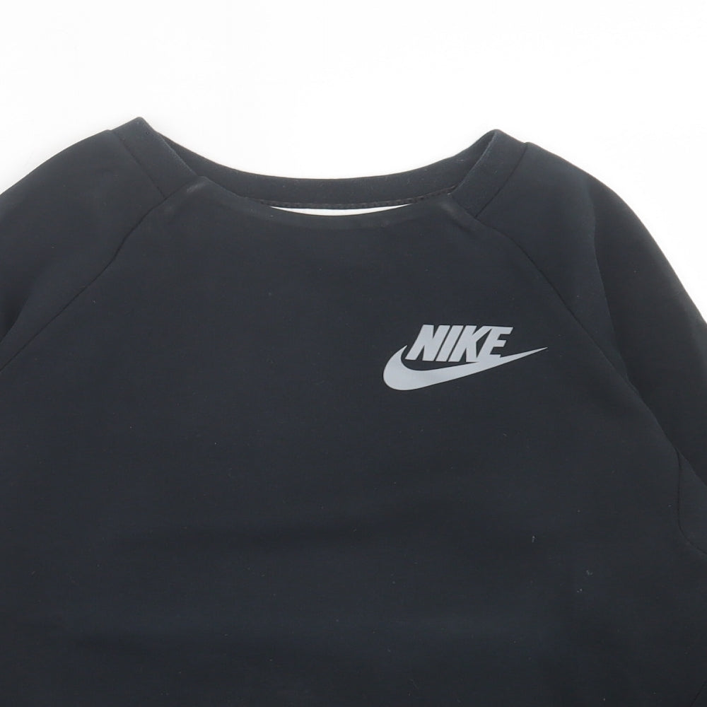 Nike Boys Black Cotton Pullover Sweatshirt Size 12-13 Years Pullover