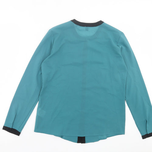 Esprit Womens Green Polyester Basic Button-Up Size 8 Crew Neck