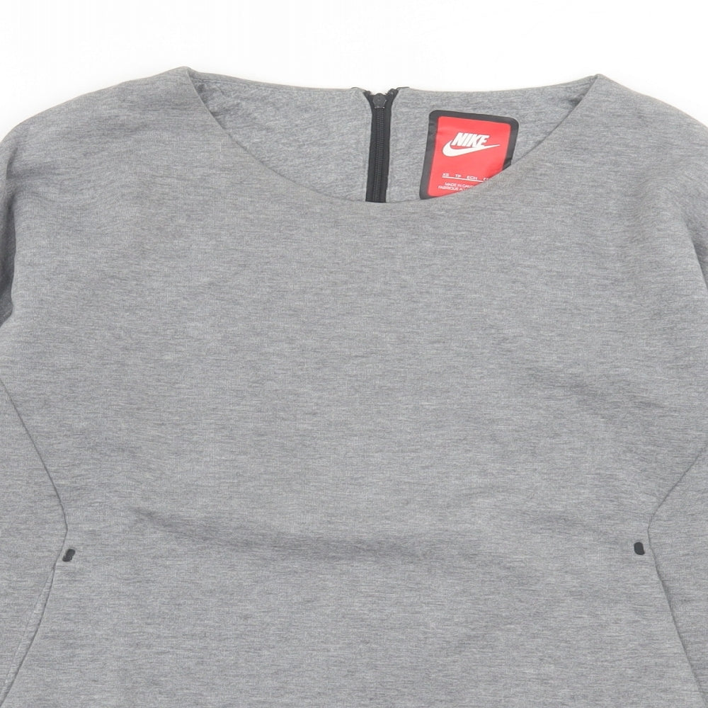 Nike Womens Grey Cotton Pullover Sweatshirt Size XS Zip