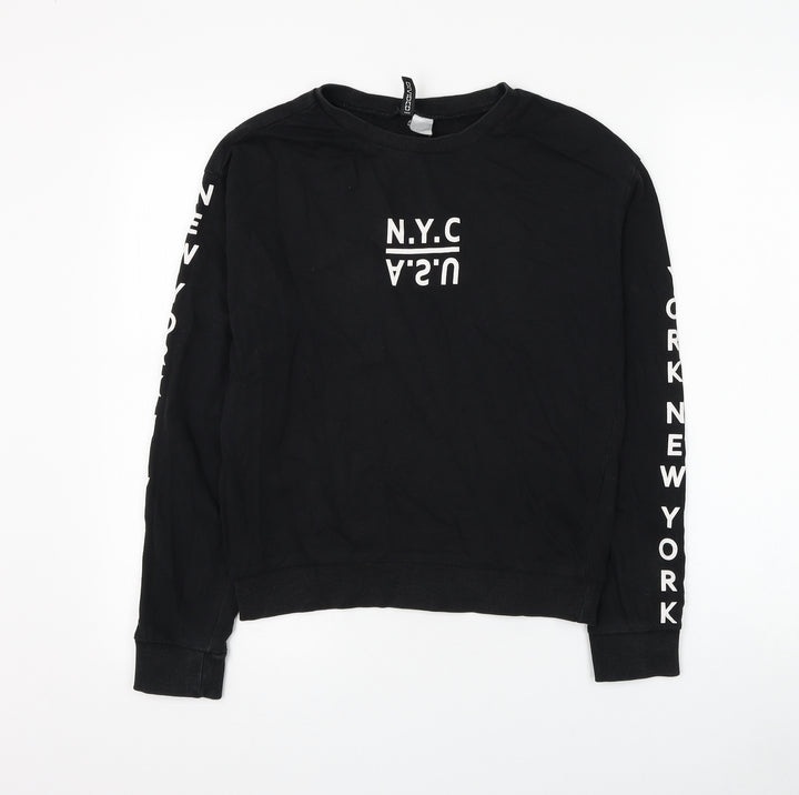 Divided by H&M Womens Black Cotton Pullover Sweatshirt Size XS Pullover - N.Y.C U.S.A