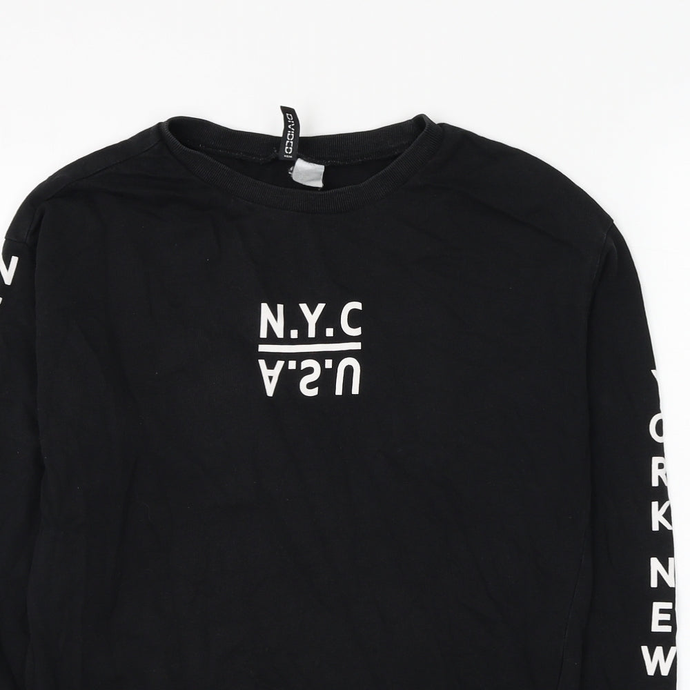 Divided by H&M Womens Black Cotton Pullover Sweatshirt Size XS Pullover - N.Y.C U.S.A