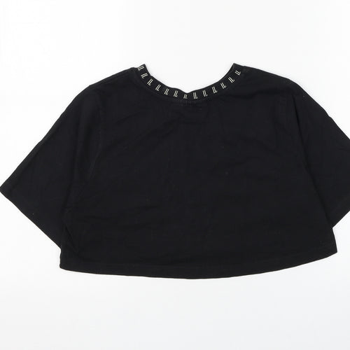 Il Sarto Womens Black Cotton Cropped T-Shirt Size XS Round Neck