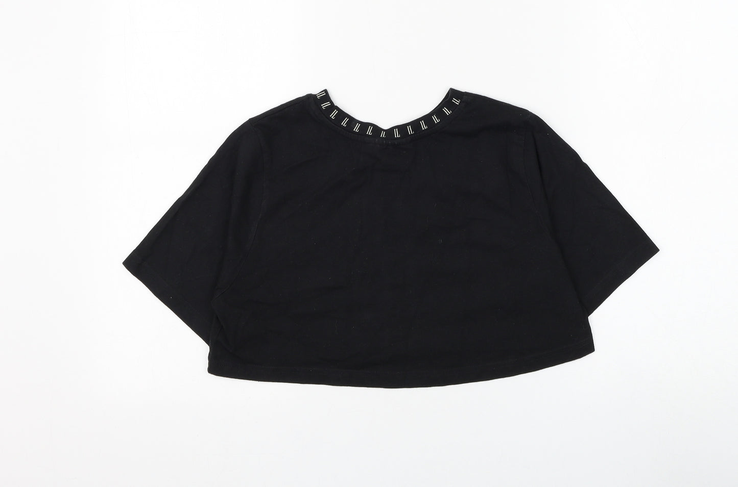 Il Sarto Womens Black Cotton Cropped T-Shirt Size XS Round Neck