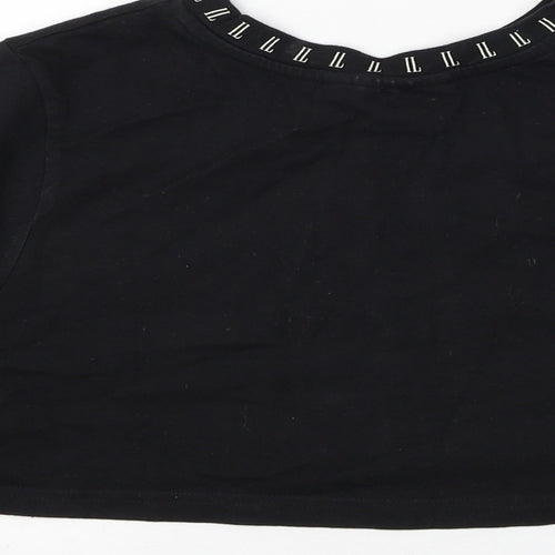 Il Sarto Womens Black Cotton Cropped T-Shirt Size XS Round Neck