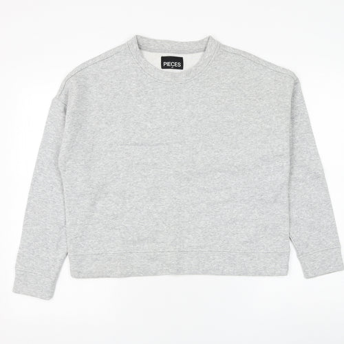 Pieces Womens Grey Cotton Pullover Sweatshirt Size XS Pullover