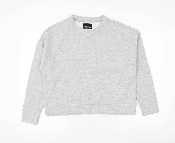 Pieces Womens Grey Cotton Pullover Sweatshirt Size XS Pullover