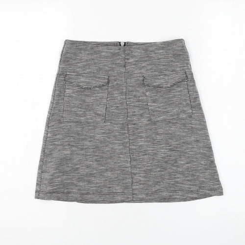 Miss Selfridge Womens Grey Polyester A-Line Skirt Size 6 Zip