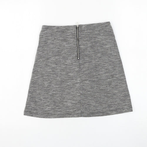Miss Selfridge Womens Grey Polyester A-Line Skirt Size 6 Zip