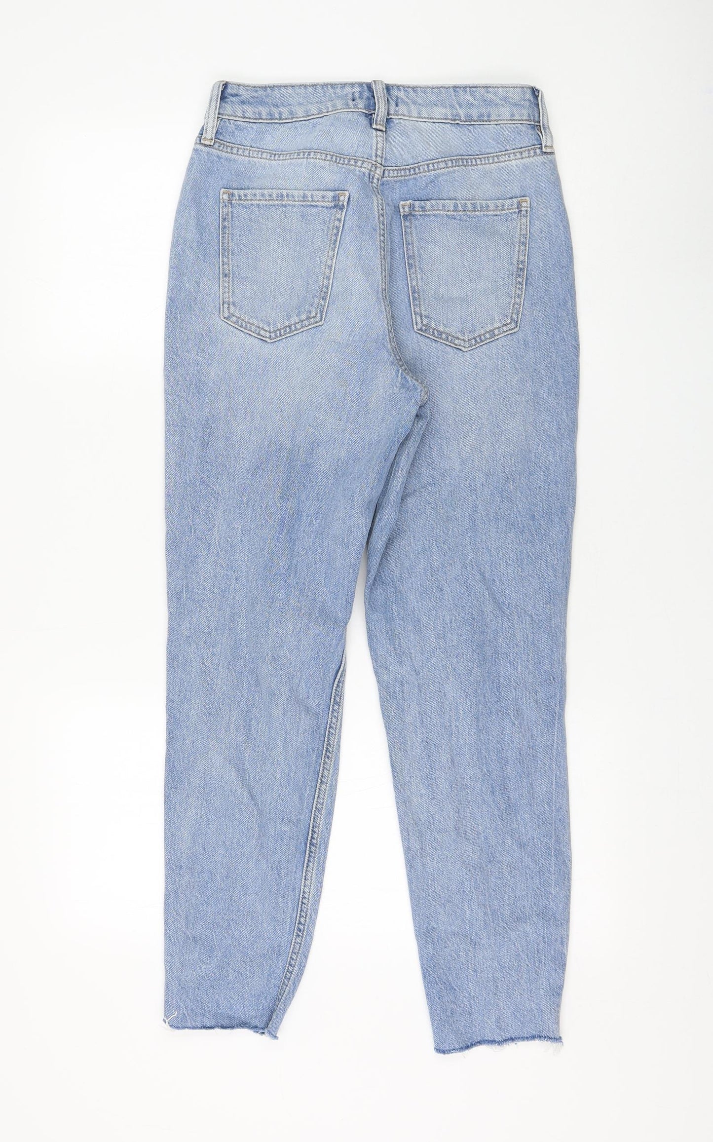 F&F Womens Blue Cotton Straight Jeans Size 6 L27 in Regular Zip