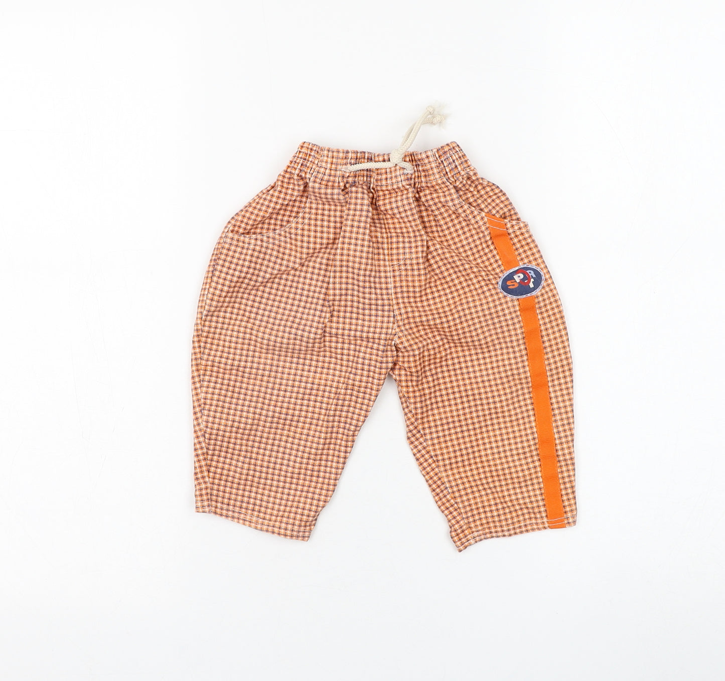 Preworn Boys Green Check Cotton Capri Trousers Size 12 Months Drawstring