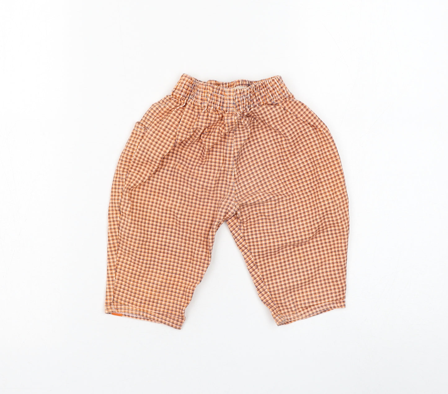 Preworn Boys Green Check Cotton Capri Trousers Size 12 Months Drawstring