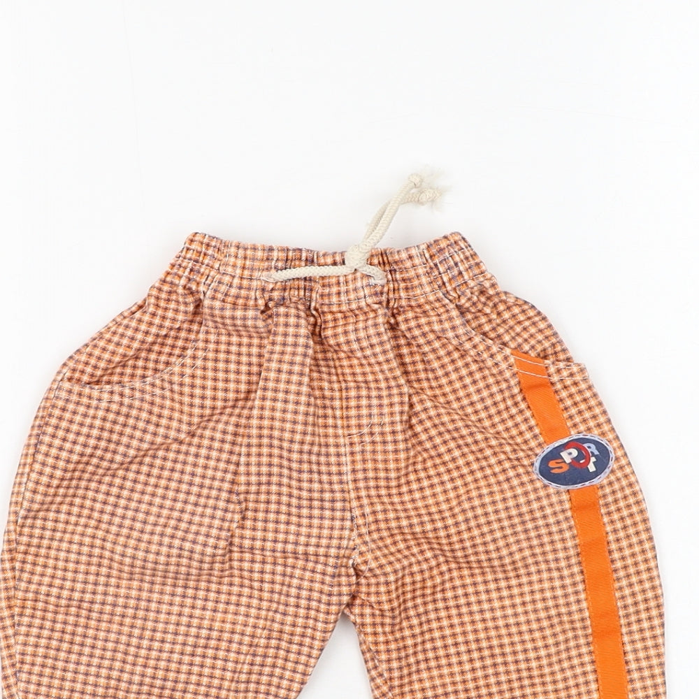 Preworn Boys Green Check Cotton Capri Trousers Size 12 Months Drawstring