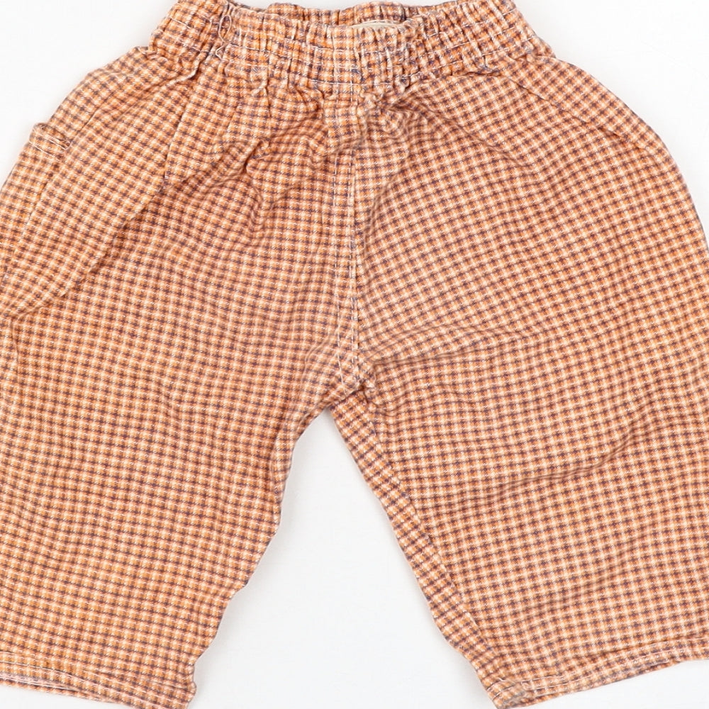 Preworn Boys Green Check Cotton Capri Trousers Size 12 Months Drawstring