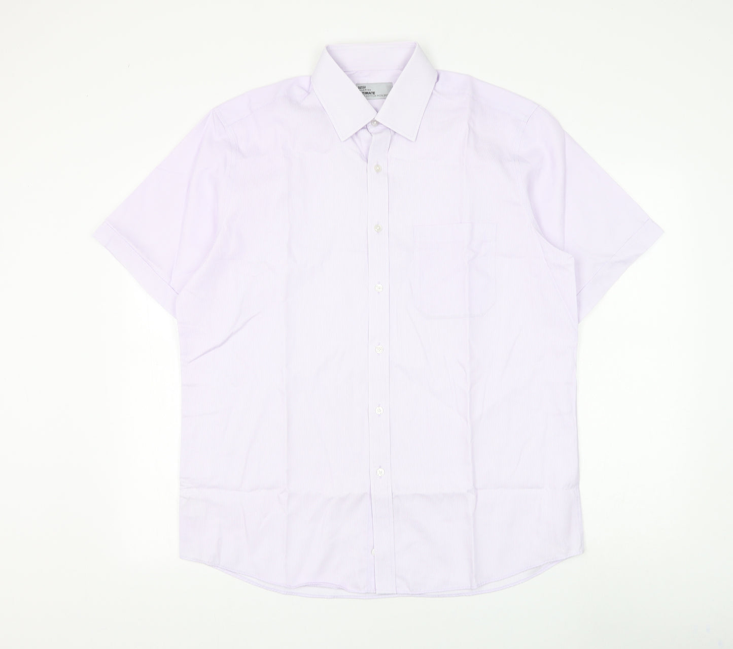 Marks and Spencer Mens Purple Cotton Dress Shirt Size 16 Collared Button