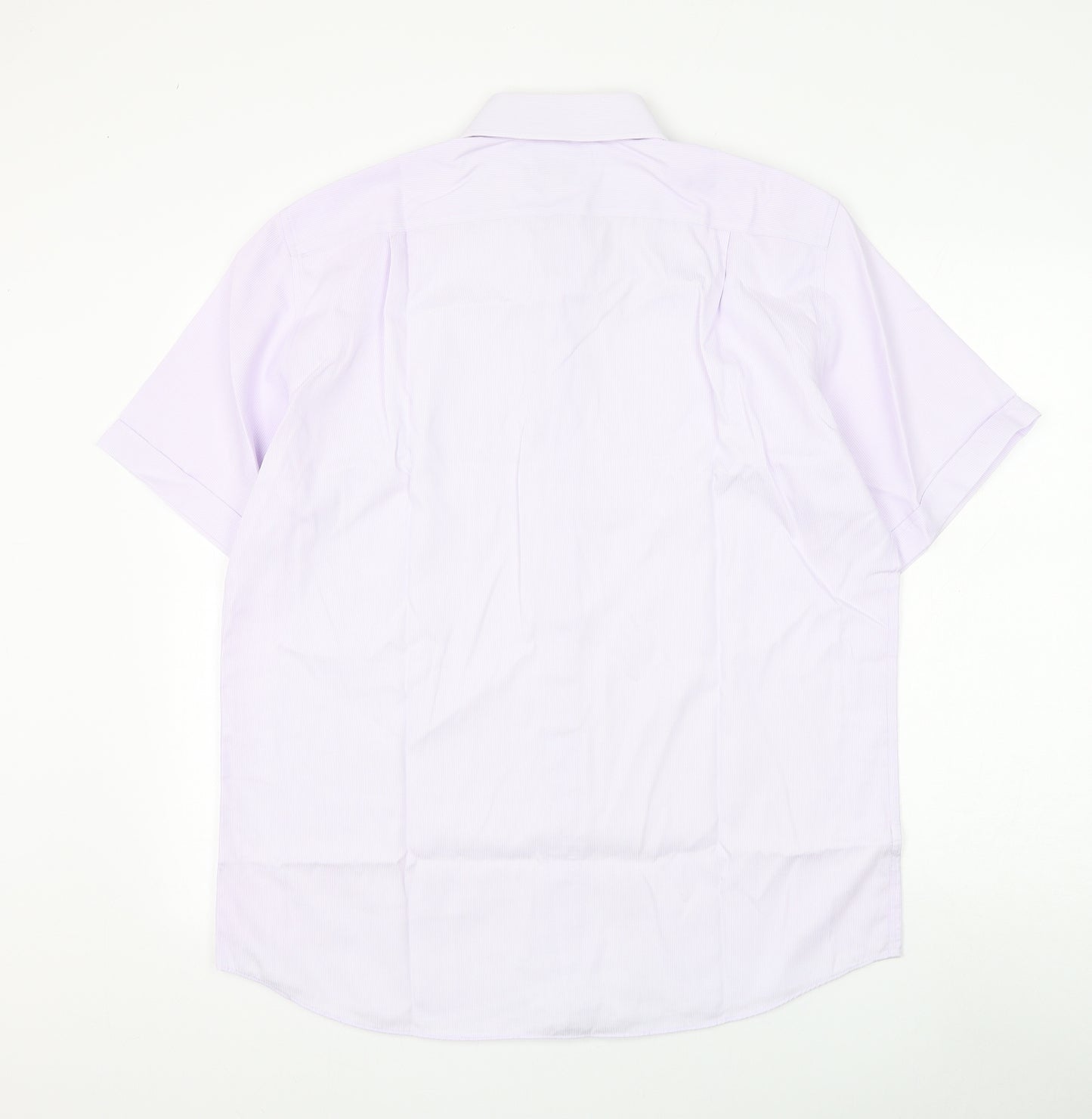 Marks and Spencer Mens Purple Cotton Dress Shirt Size 16 Collared Button