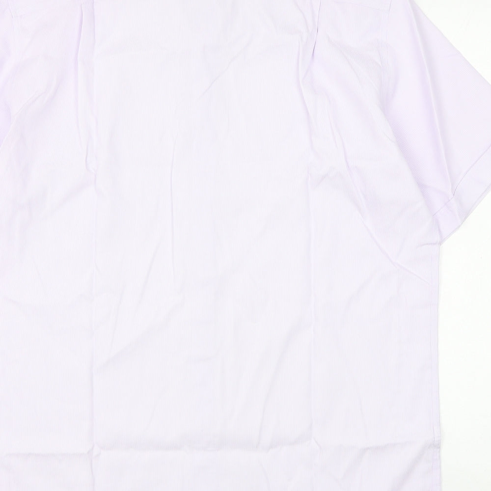Marks and Spencer Mens Purple Cotton Dress Shirt Size 16 Collared Button