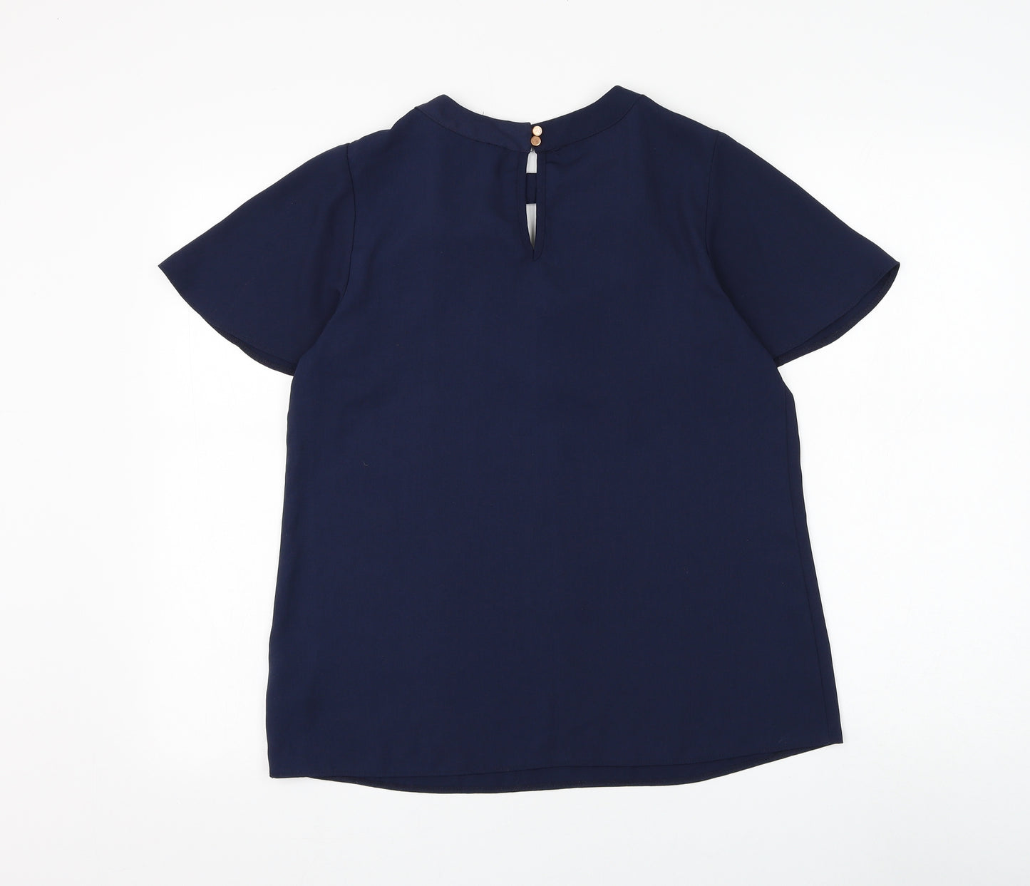 F&F Womens Blue Polyester Basic Blouse Size 10 Round Neck - Cut Out Neck