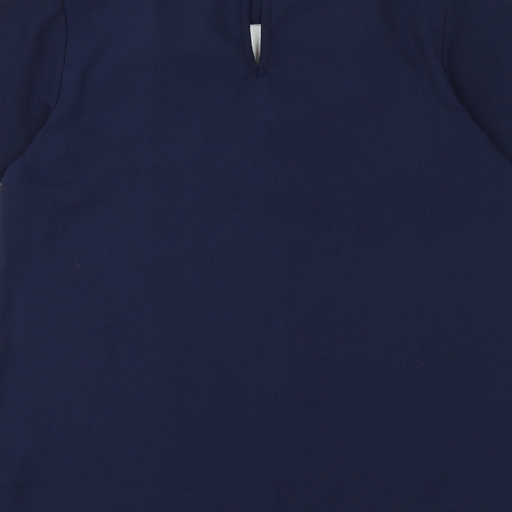 F&F Womens Blue Polyester Basic Blouse Size 10 Round Neck - Cut Out Neck