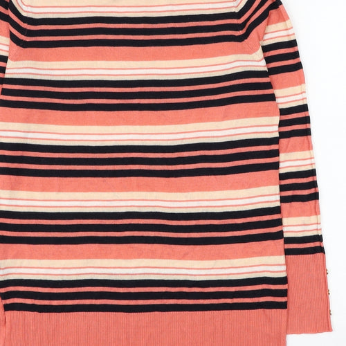 Atmosphere Womens Pink Round Neck Striped Acrylic Pullover Jumper Size 12