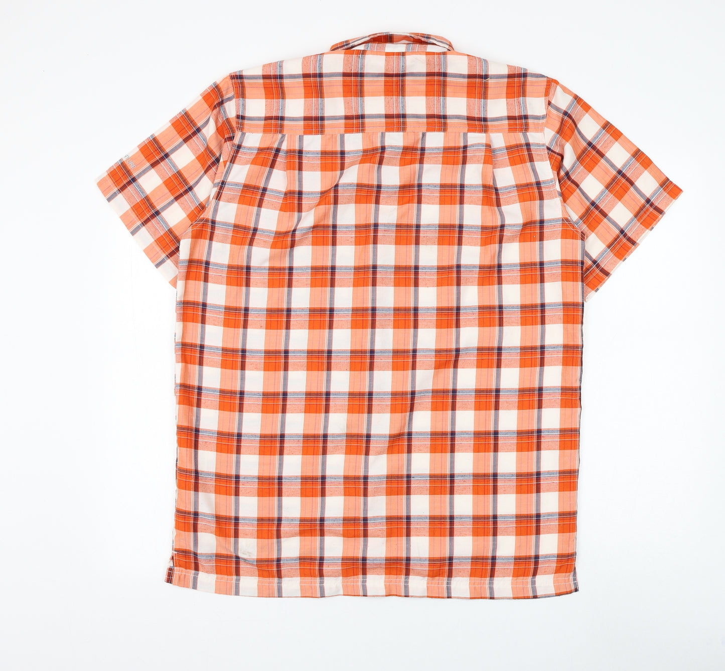 Regatta Mens Orange Check Polyester Button-Up Size M Collared Button