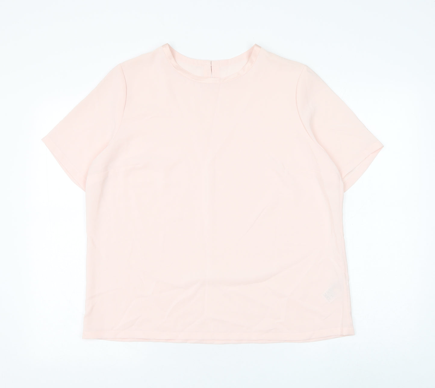 Marks and Spencer Womens Pink Polyester Basic Blouse Size 16 Round Neck