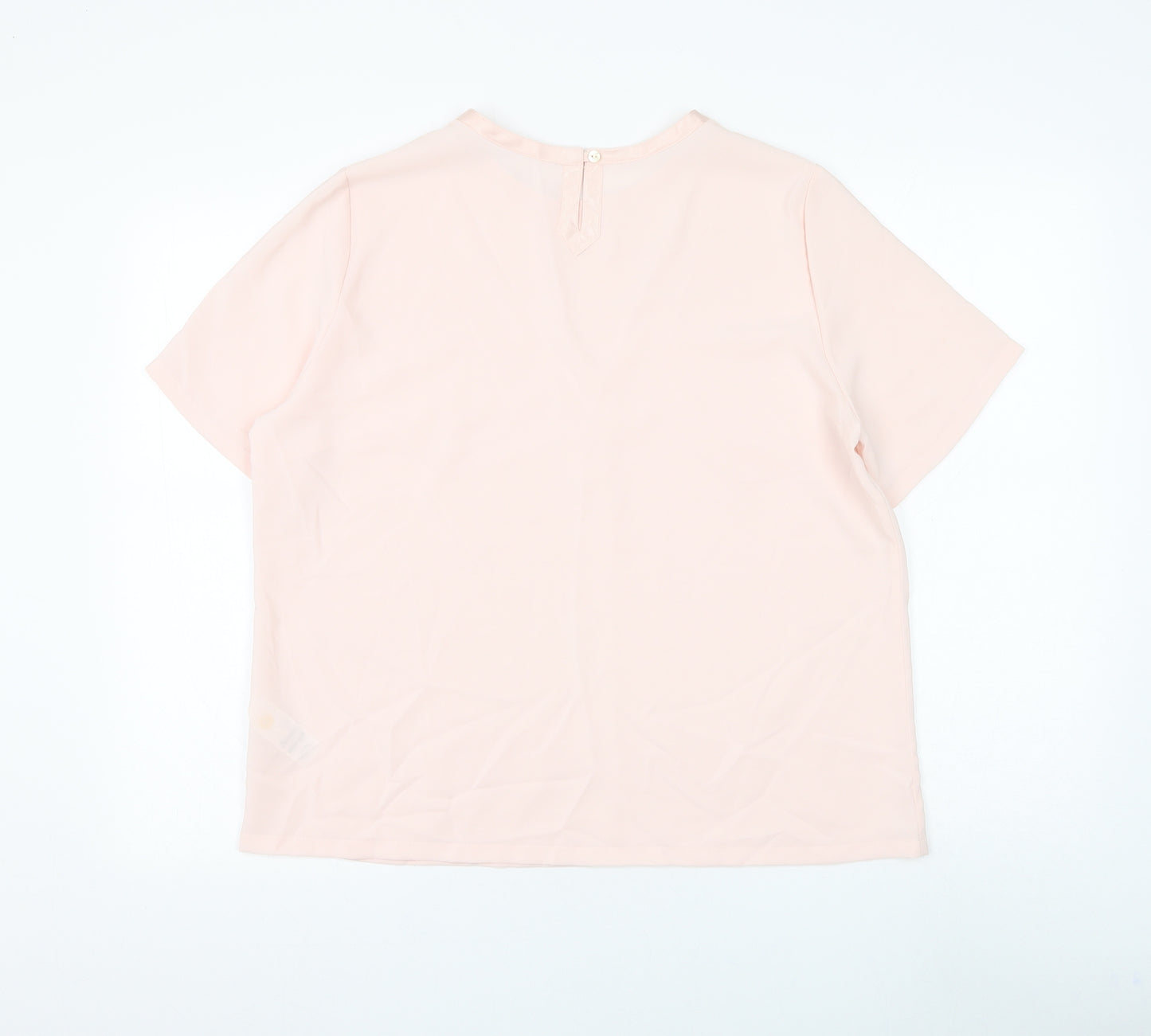 Marks and Spencer Womens Pink Polyester Basic Blouse Size 16 Round Neck