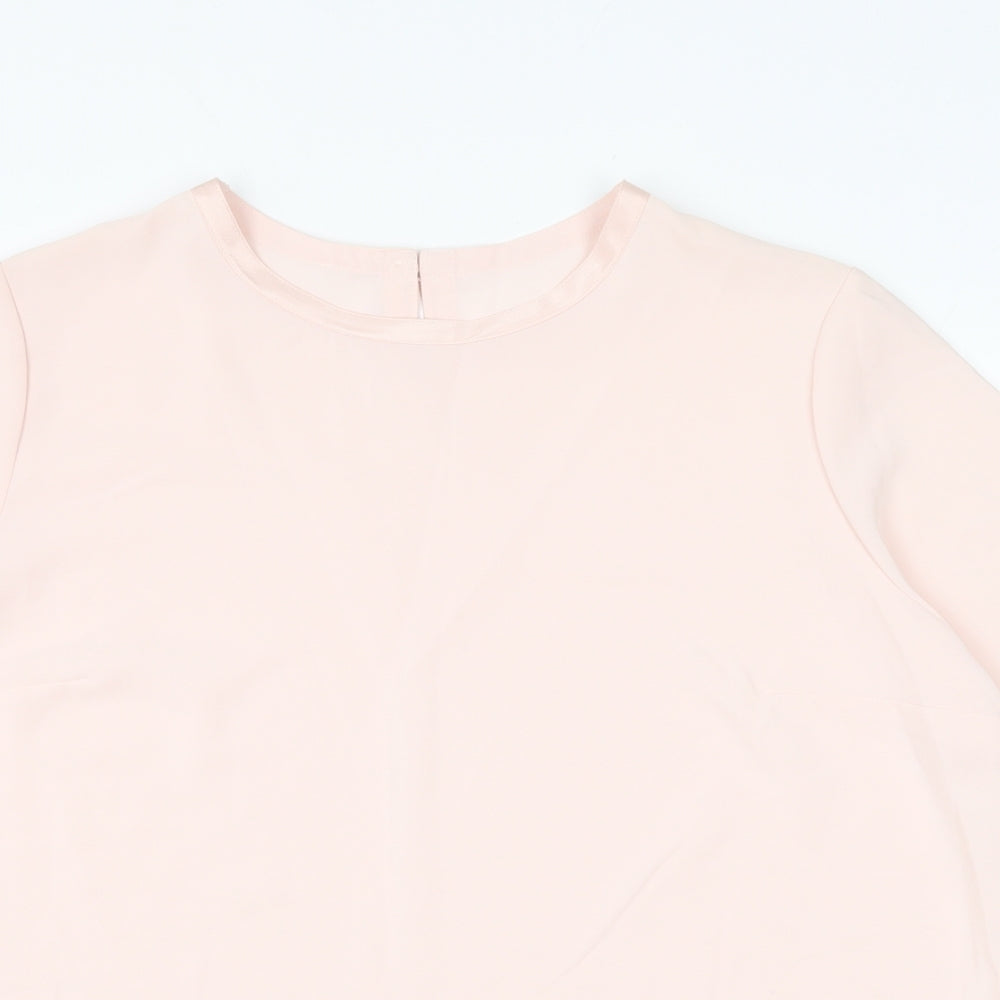Marks and Spencer Womens Pink Polyester Basic Blouse Size 16 Round Neck