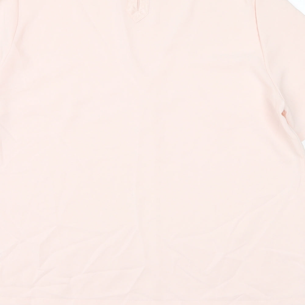 Marks and Spencer Womens Pink Polyester Basic Blouse Size 16 Round Neck