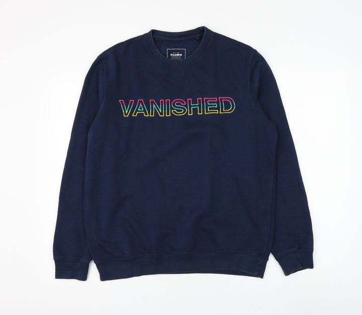 Pull&Bear Womens Blue Cotton Pullover Sweatshirt Size S Pullover - Vanished