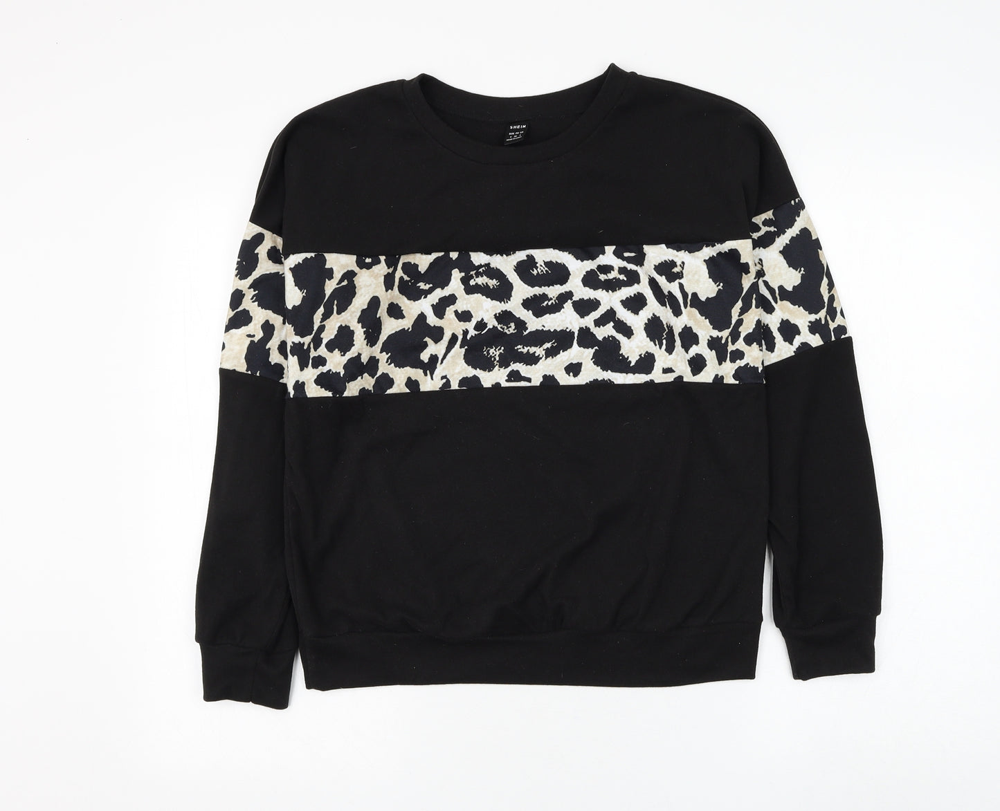 SheIn Womens Black Animal Print Polyester Pullover Sweatshirt Size S Pullover
