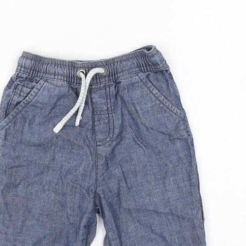 Blue Zoo Boys Blue Cotton Bermuda Shorts Size 3-4 Years Regular Drawstring