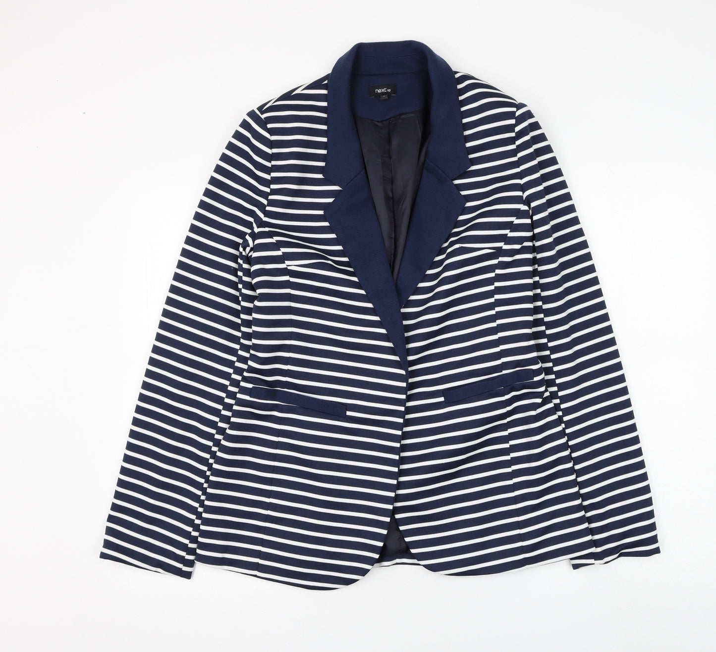 NEXT Womens Blue Striped Jacket Blazer Size 12