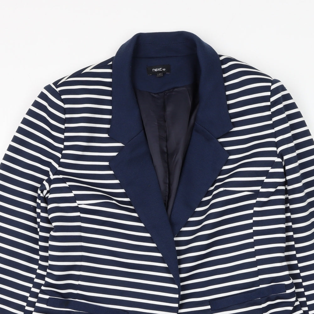 NEXT Womens Blue Striped Jacket Blazer Size 12