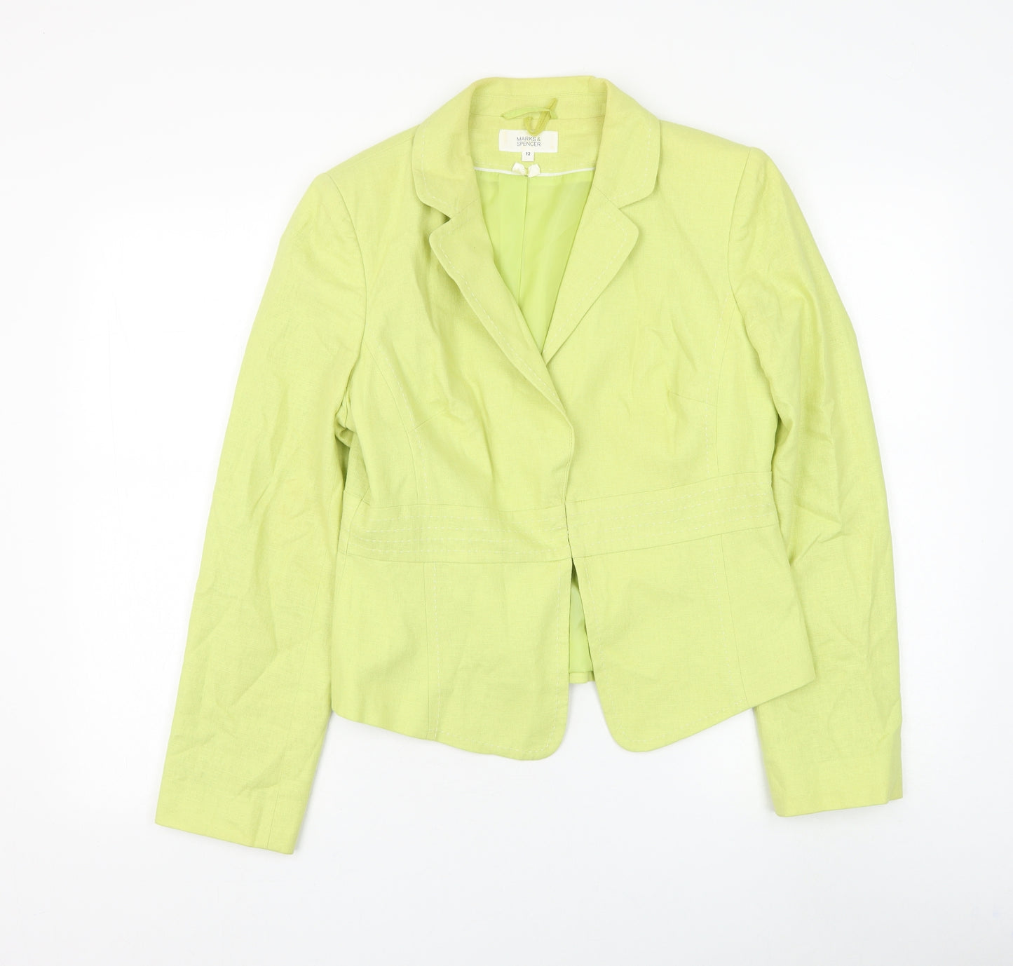 Marks and Spencer Womens Green Jacket Blazer Size 12 Hook & Loop