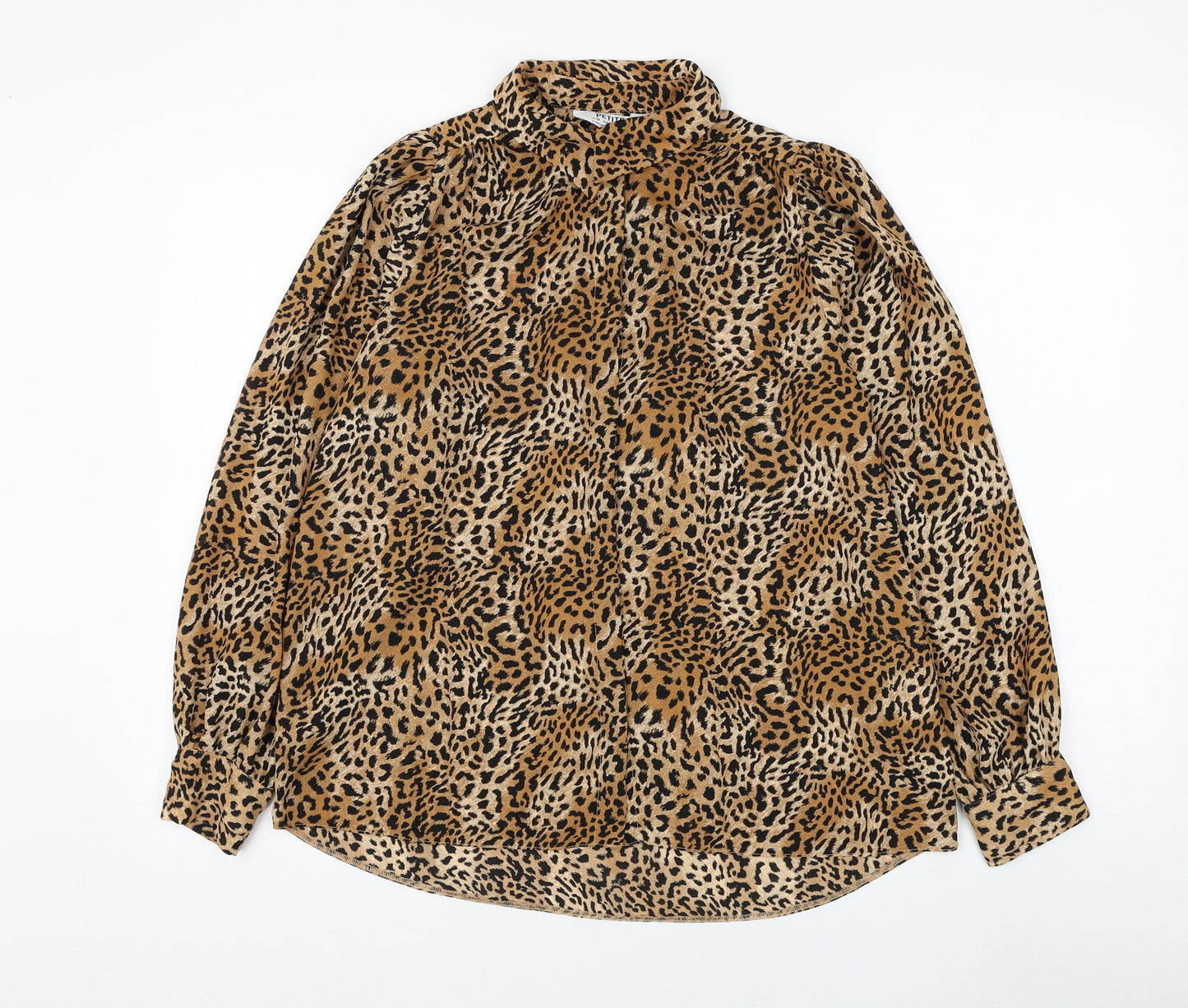 Dorothy Perkins Womens Brown Animal Print Polyester Basic Blouse Size 12 Collared - Leopard Print