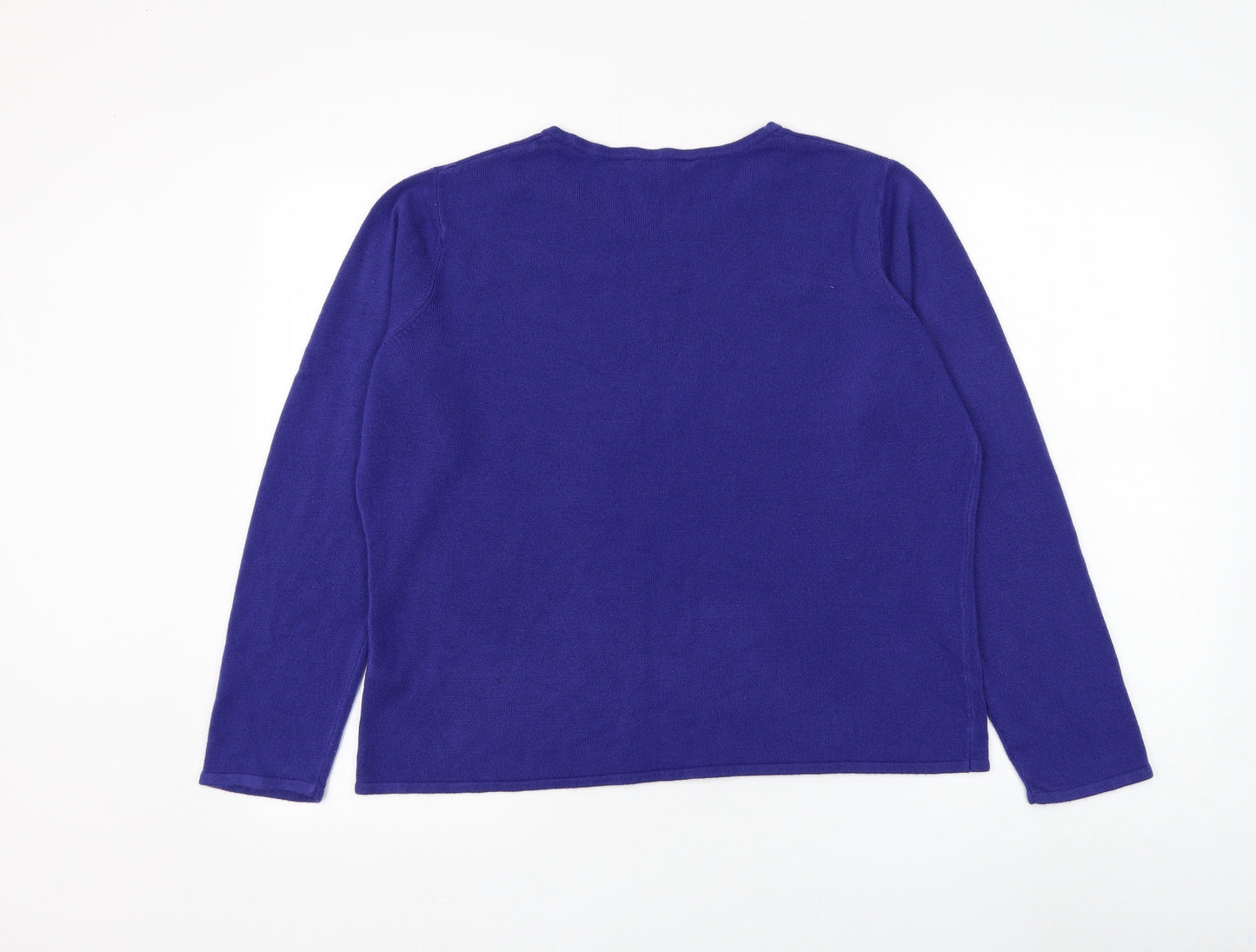 Bonmarché Womens Blue Round Neck Acrylic Pullover Jumper Size 16