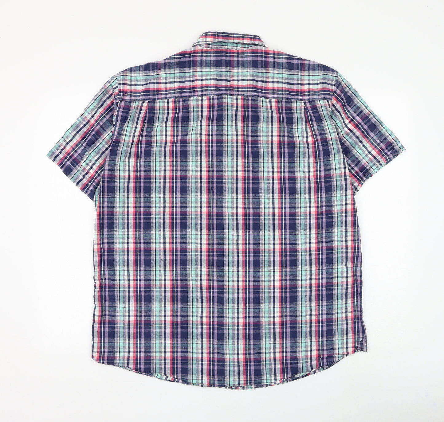 Matalan Mens Multicoloured Plaid Cotton Button-Up Size L Collared Button