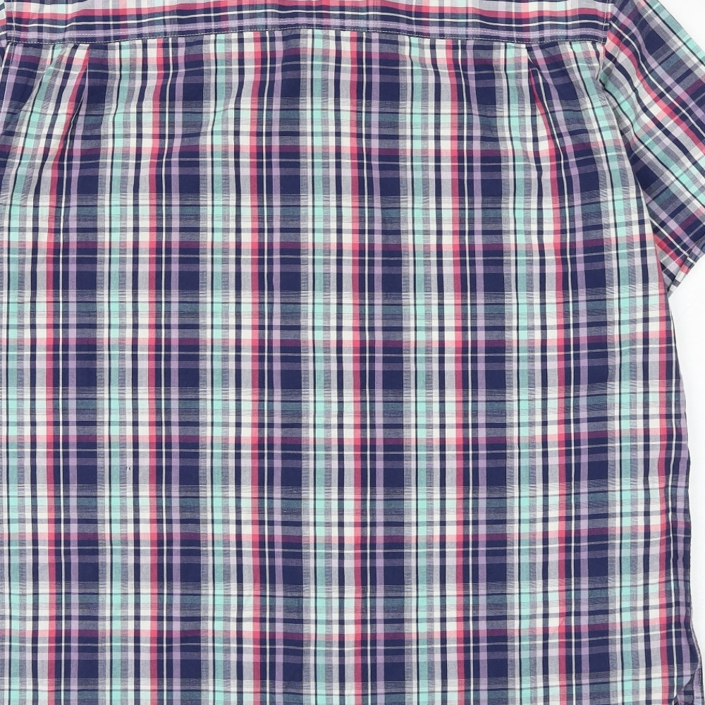 Matalan Mens Multicoloured Plaid Cotton Button-Up Size L Collared Button