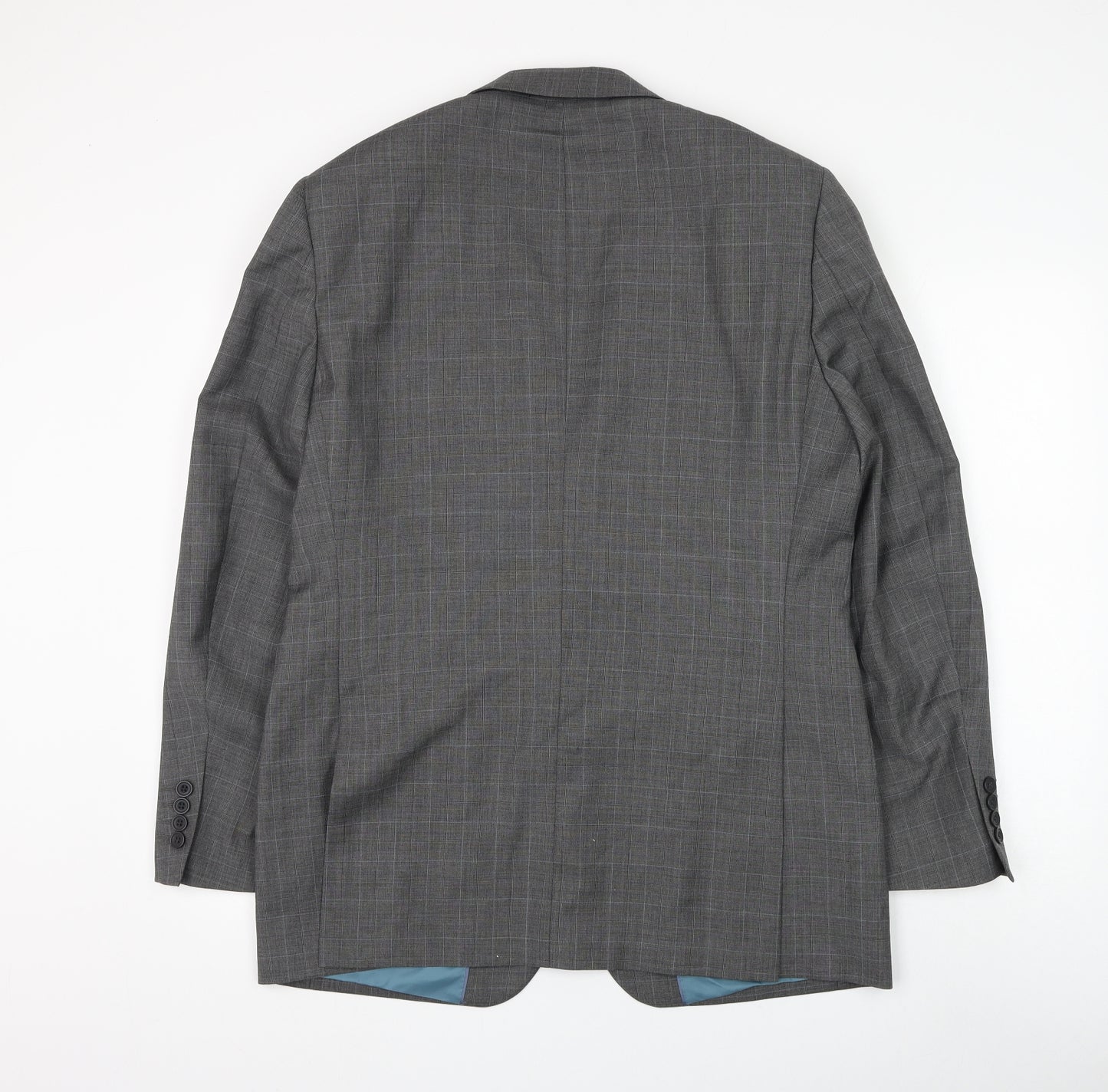 Greenwoods Mens Grey Check Wool Jacket Suit Jacket Size 40