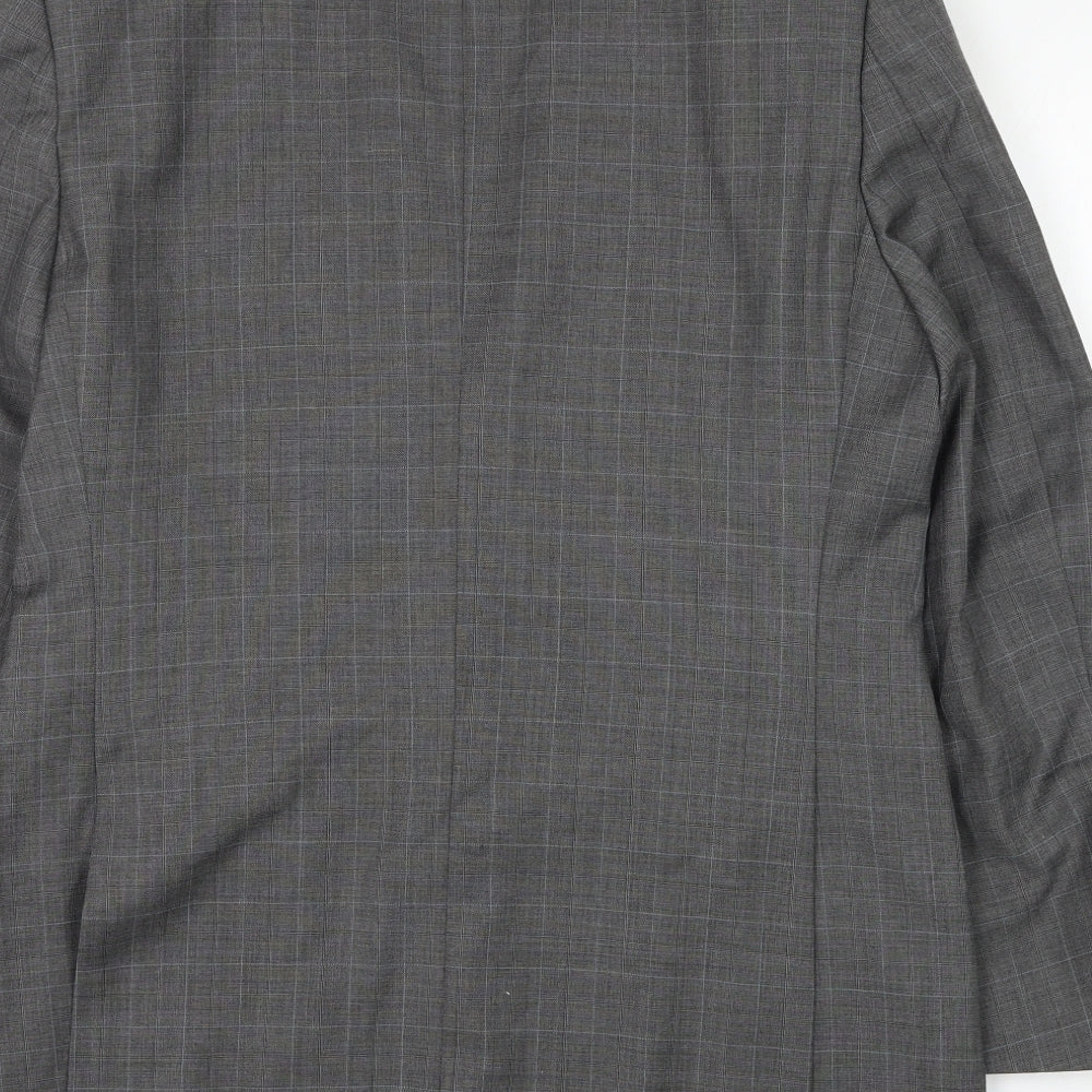 Greenwoods Mens Grey Check Wool Jacket Suit Jacket Size 40