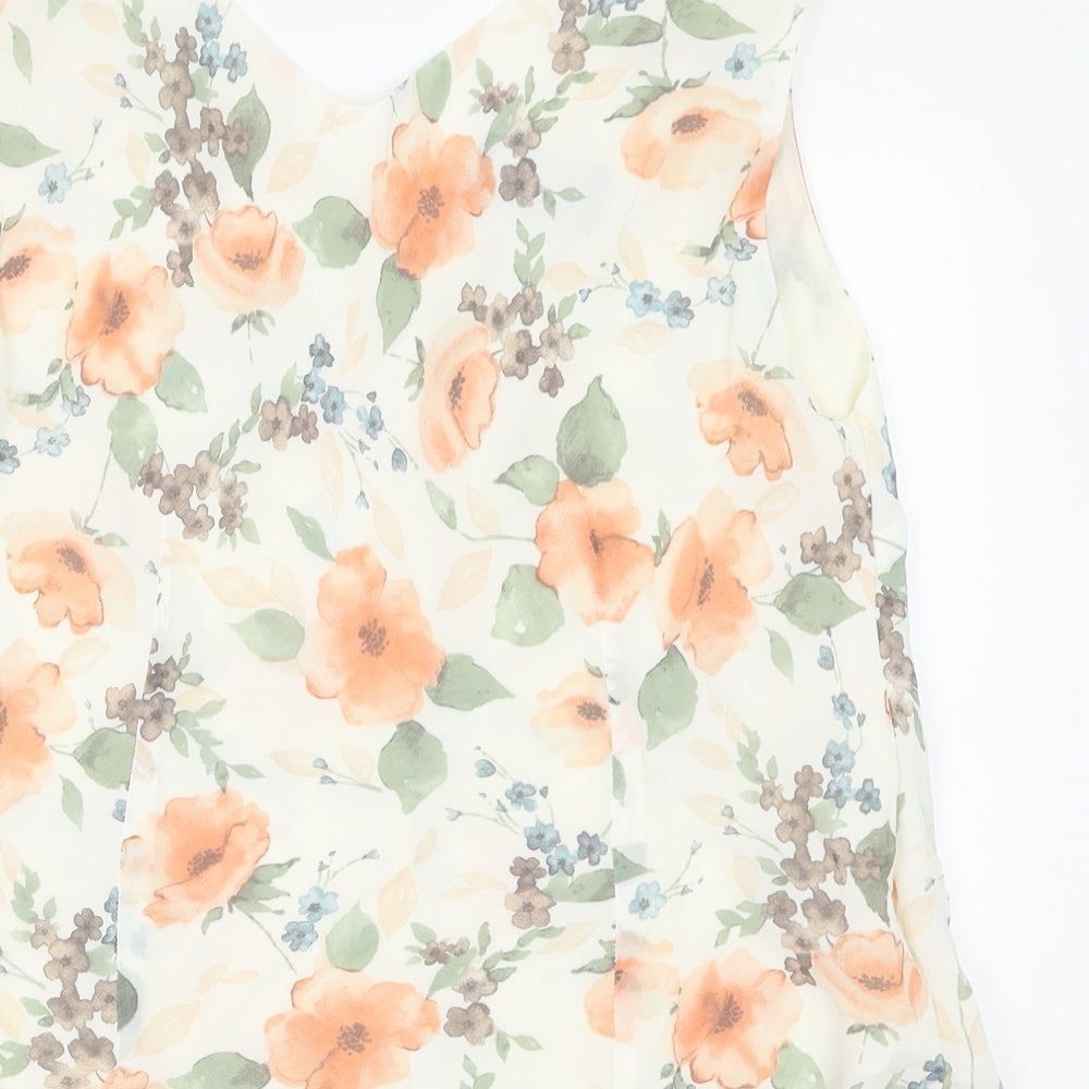 Alexon Womens White Floral Polyester Basic Blouse Size M V-Neck