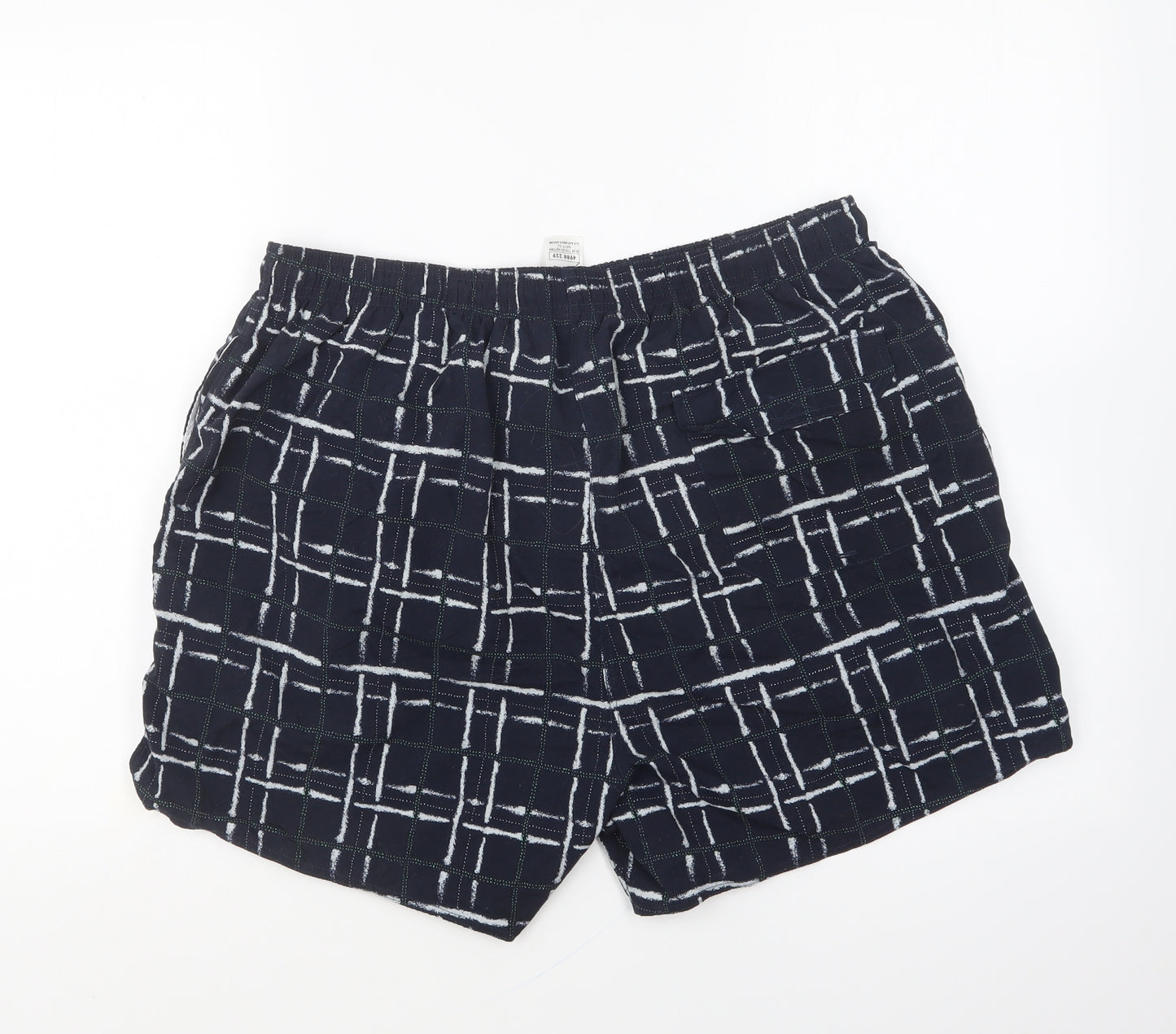 Dunnes Stores Mens Blue Geometric Nylon Sweat Shorts Size L L6 in Regular Drawstring - Swim Shorts