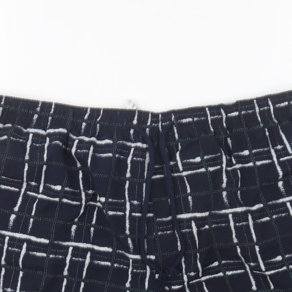 Dunnes Stores Mens Blue Geometric Nylon Sweat Shorts Size L L6 in Regular Drawstring - Swim Shorts