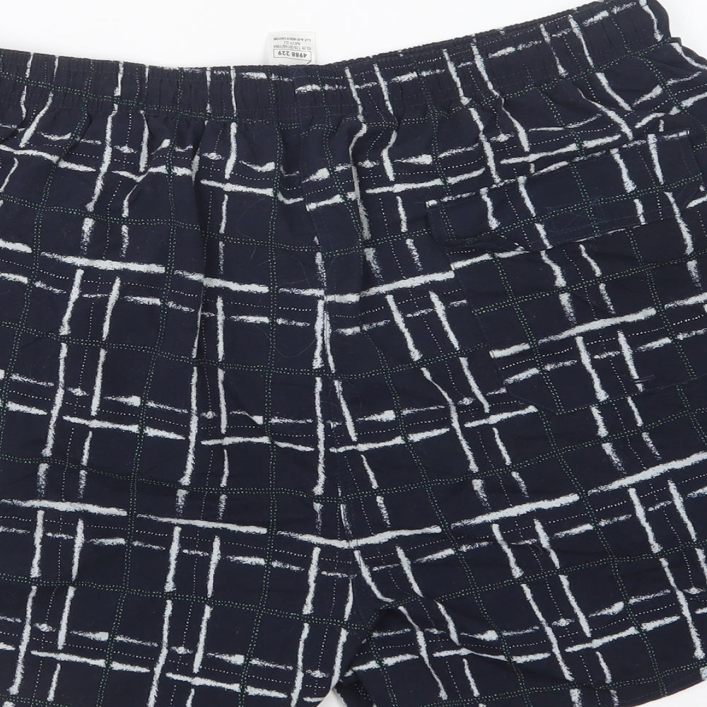 Dunnes Stores Mens Blue Geometric Nylon Sweat Shorts Size L L6 in Regular Drawstring - Swim Shorts