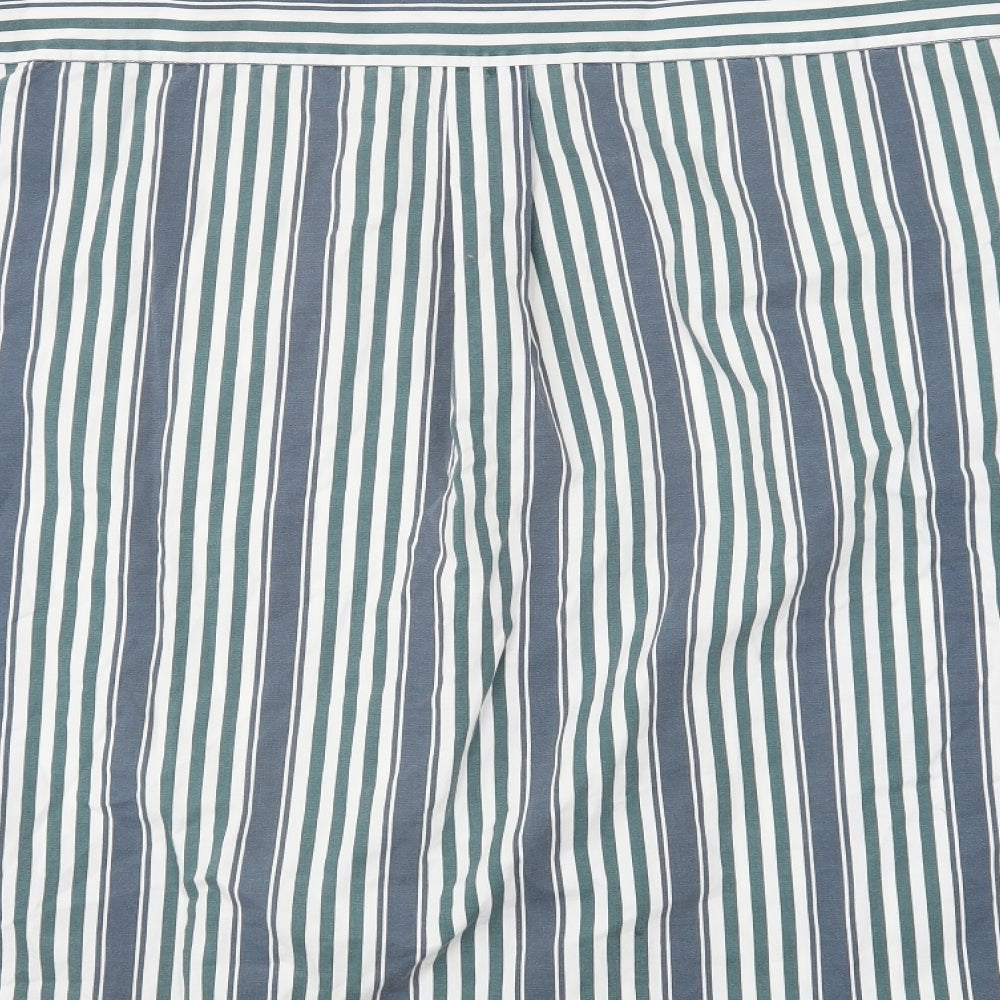Marks and Spencer Mens Blue Striped Polyester Button-Up Size L Collared Button