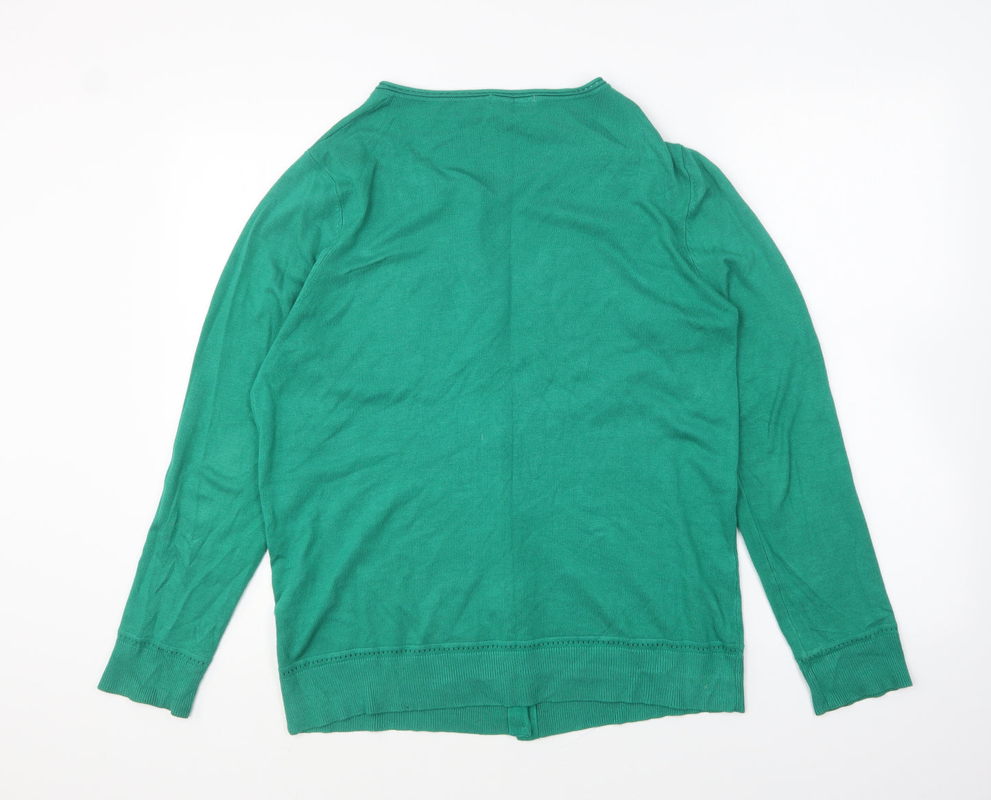 TU Womens Green Round Neck Viscose Cardigan Jumper Size 16