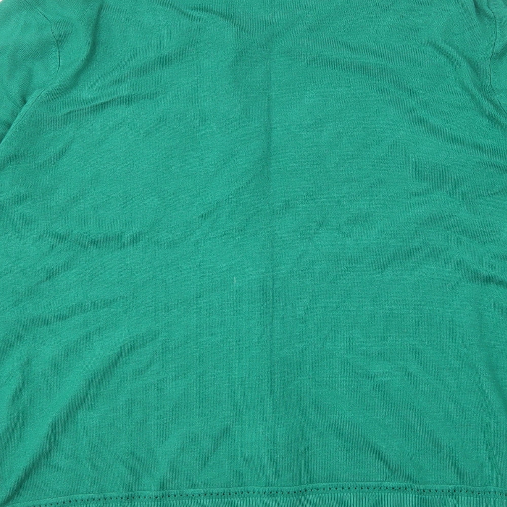 TU Womens Green Round Neck Viscose Cardigan Jumper Size 16