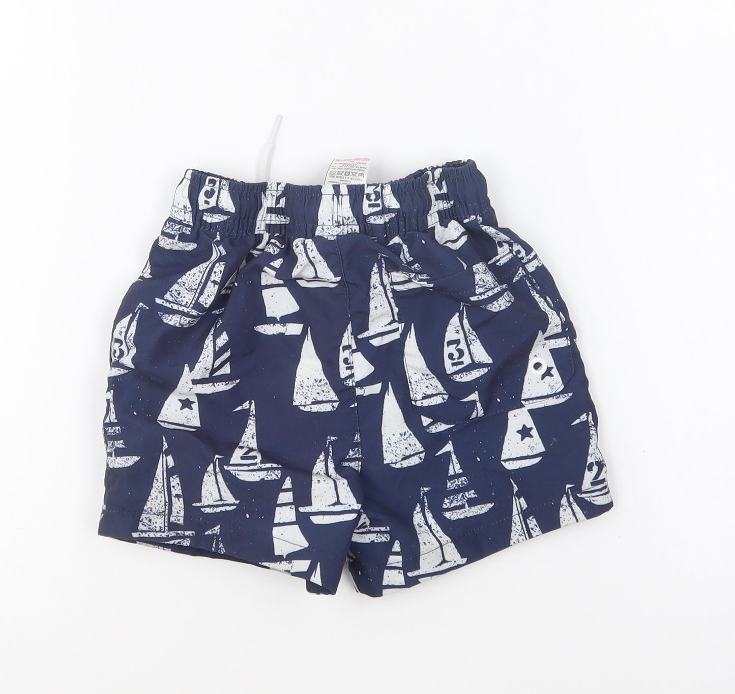 NEXT Boys Blue Geometric Polyester Cropped Trousers Size 18-24 Months Drawstring - Swim Shorts