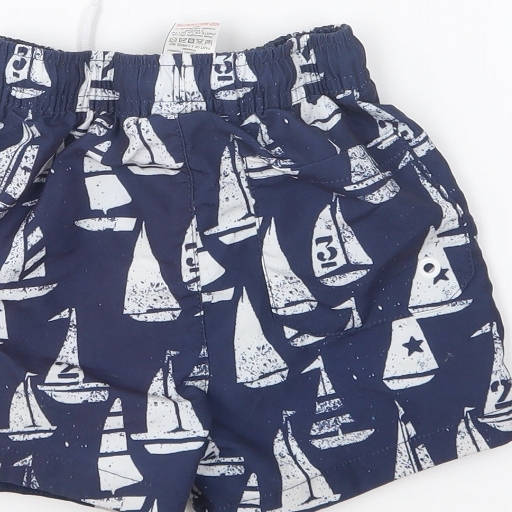 NEXT Boys Blue Geometric Polyester Cropped Trousers Size 18-24 Months Drawstring - Swim Shorts