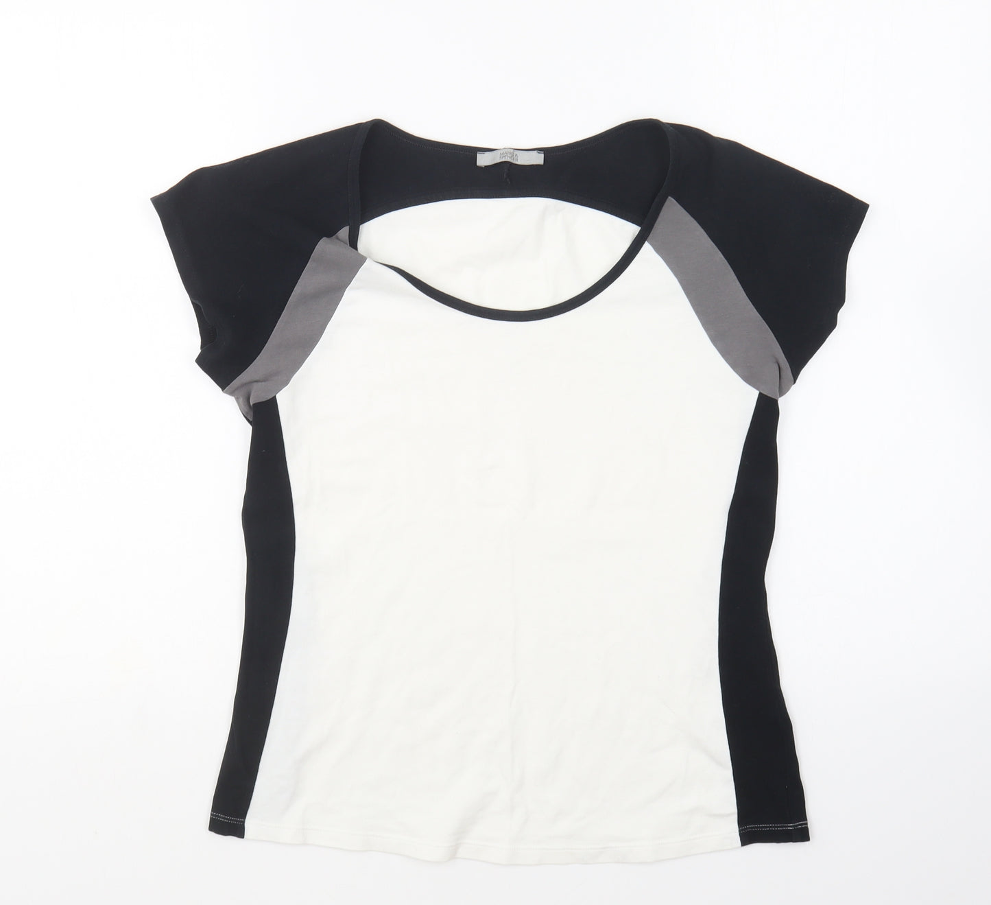 Marks and Spencer Womens White Cotton Basic T-Shirt Size 14 Round Neck